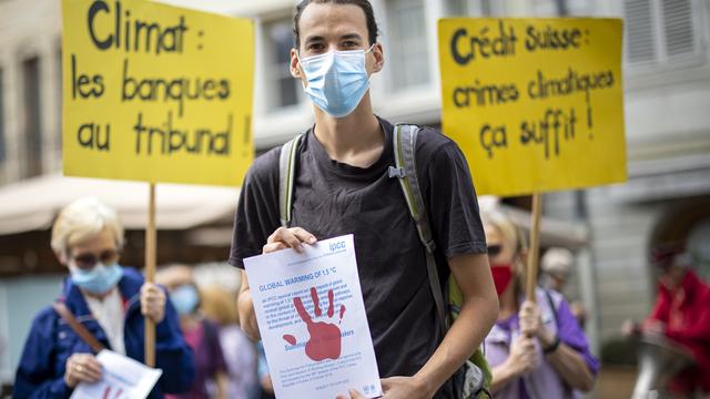 Un activiste du climat a été acquitté en appel à Genève. [KEYSTONE - Valentin Flauraud]