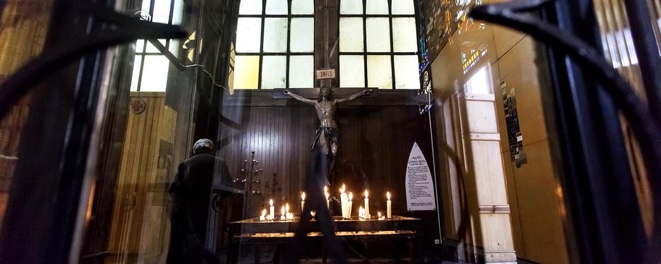 Représentation de Jésus-Christ à la Cathédrale Saint-Matthieu d'Osorno au Chili. [AFP - Fernando Lavoz / NurPhoto]