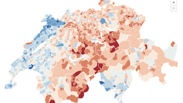 La carte des résultats par commune. [RTS]