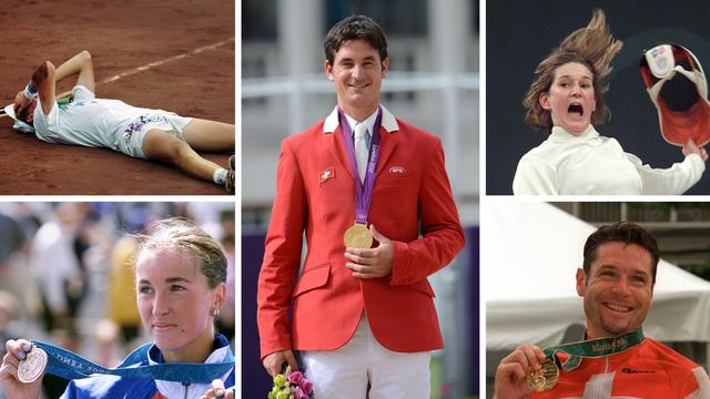 Cinq exploits de sportifs romands lors des JO d'été. [STR/L.Cironneau/F.Coffrini/N.Munns]