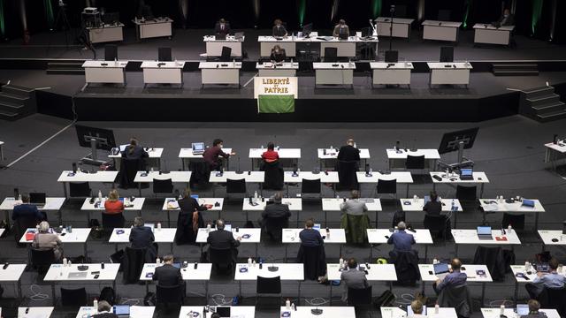 Le Grand Conseil vaudois siège au SwissTech Convention Centre de l'EPFL. [Keystone - Cyril Zingaro]