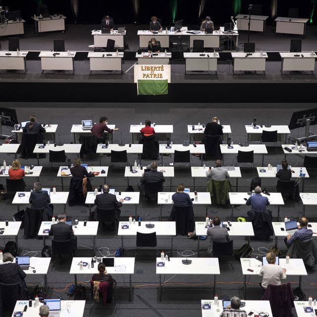 Le Grand Conseil vaudois siège au SwissTech Convention Centre de l'EPFL. [Keystone - Cyril Zingaro]