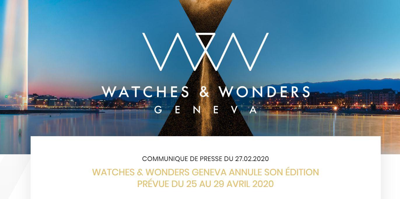 Le Salon horloger Watches & Wonders Geneva (ex-SIHH) est rayé du calendrier. [https://www.watchesandwonders.com/geneva/]