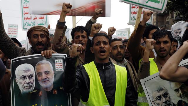 Manifestations des Yéménites en soutien au général Soleimani. [EPA/Keystone - Yahya Arhab]