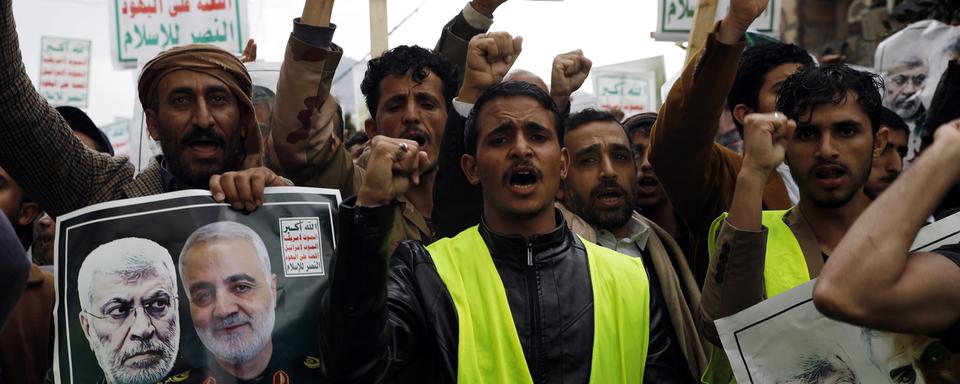 Manifestations des Yéménites en soutien au général Soleimani. [EPA/Keystone - Yahya Arhab]