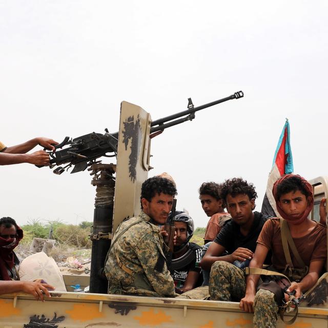 Membres des forces séparatistes du STC dans la province yéménite d'Abyan, 27.07.2020. [EPA/Keystone - Najeeb Almahboobi]