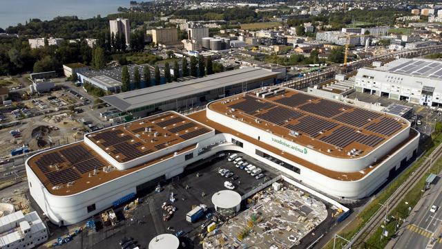 Vue du nouveau Centre sportif de Malley, à Lausanne, avec sa patinoire principale.