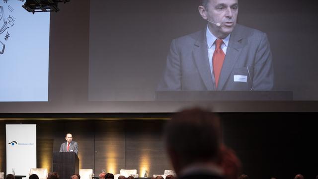 Le président des éditeurs alémaniques Pietro Supino lors de la traditionnelle réunion de l'Epiphanie de Schweizer Medien, Zürich, le 8 janvier 2020. [Keystone - Gaëtan Bally]