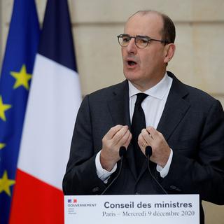 Jean Castex à l'issue du Conseil des ministres à L'Elysée, 09.12.2020. [Pool/AFP - Charles Platiau]