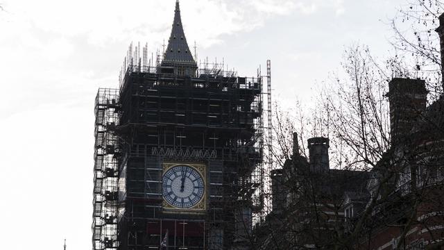 Le Big Ben en travaux à Londres, en janvier 2020. [EPA/Keystone - Will Oliver]