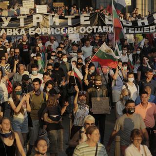 Protestations en Bulgarie contre le Premier Ministre Borissov. [AP Photo/Keystone - Valentina Petrova]