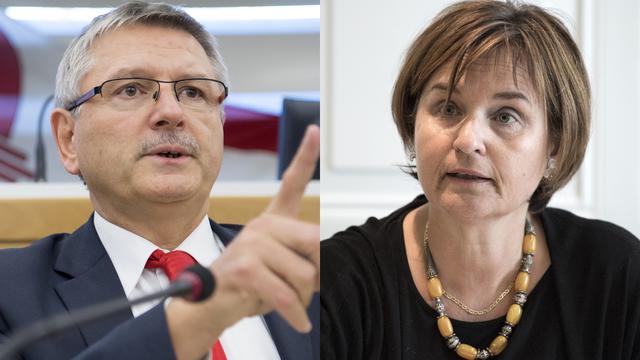 Débat entre les conseillers aux États Marina Carobbio (PS-TI) et Charles Juillard (PDC-JU).