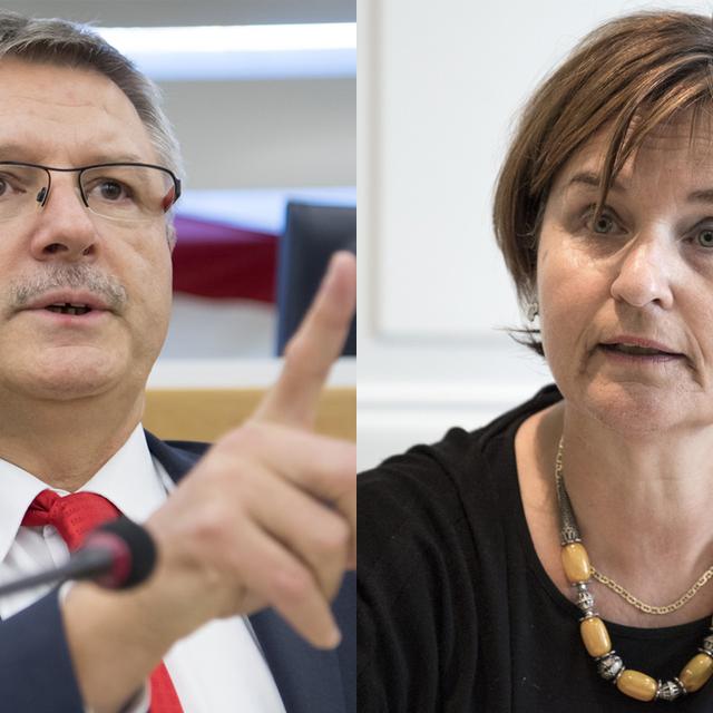 Débat entre les conseillers aux États Marina Carobbio (PS-TI) et Charles Juillard (PDC-JU).