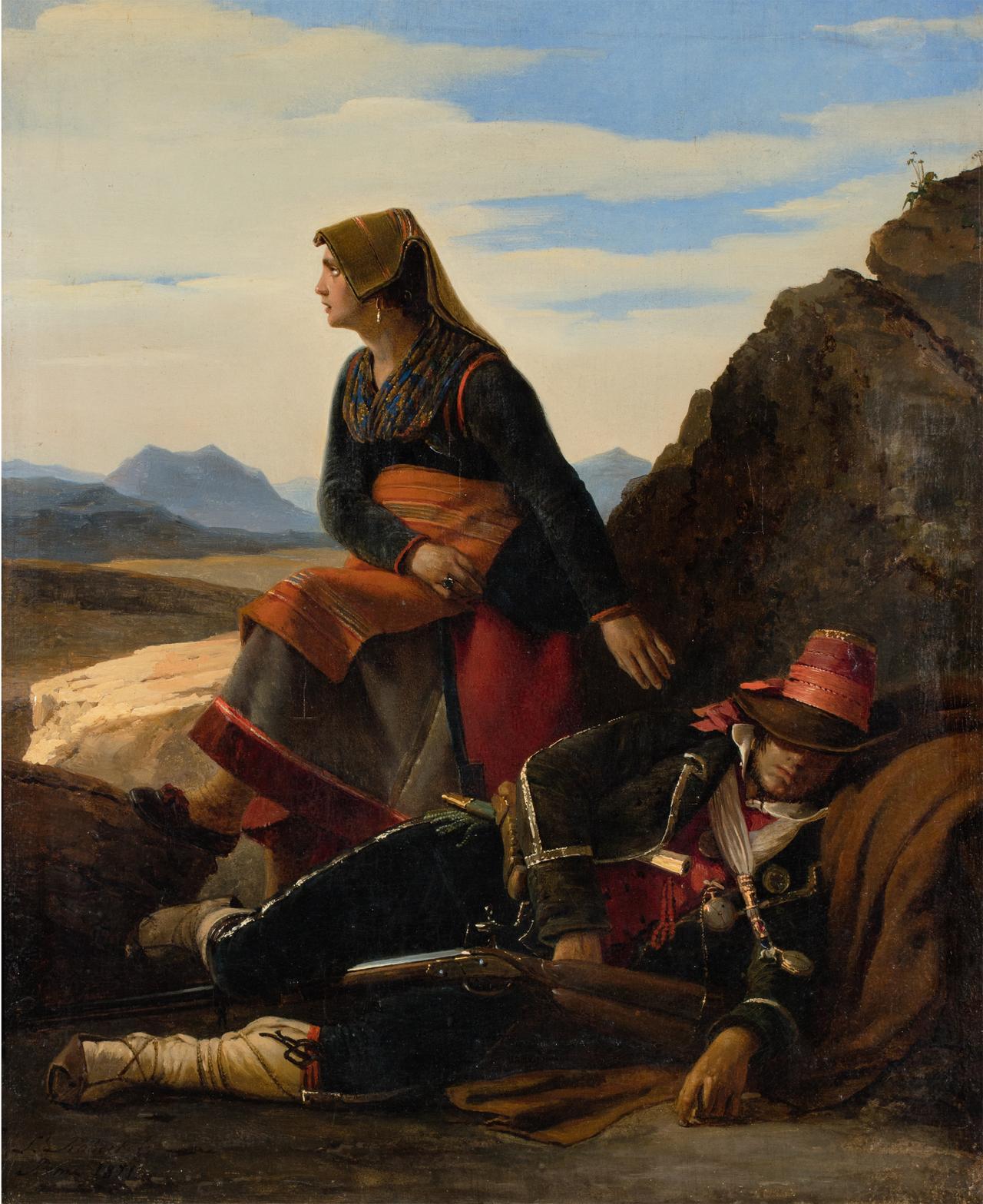 Léopold Robert, "Femme de brigand veillant sur le sommeil de son mari", 1821,Kunstmuseum St. Gallen, Sturzeneggersche Gemäldesammlung, à découvrir dans le cadre de l'exposition "Wild at Heart. Le romantisme en Suisse" au Kusthaus de Zurich. [Kunsthaus Zurich]