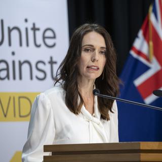 La Première ministre néo-zélandaise Jacinda Ardern. [Pool/AP/Keystone - Mark Mitchell]