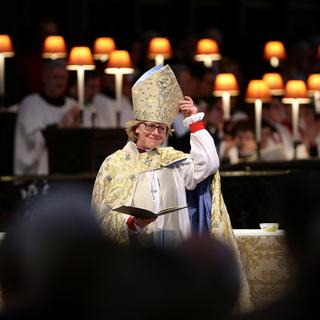 La première femme évêque d'Angleterre, Sarah Mullally, en 2018. [AFP - Yui Mok/POOL]