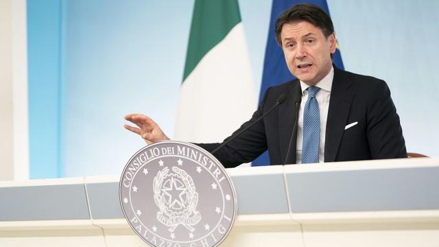 Le Premier ministre italien Giuseppe Conte. [EPA/Keystone - Chigi Palace Press Office/Filippo Attili]