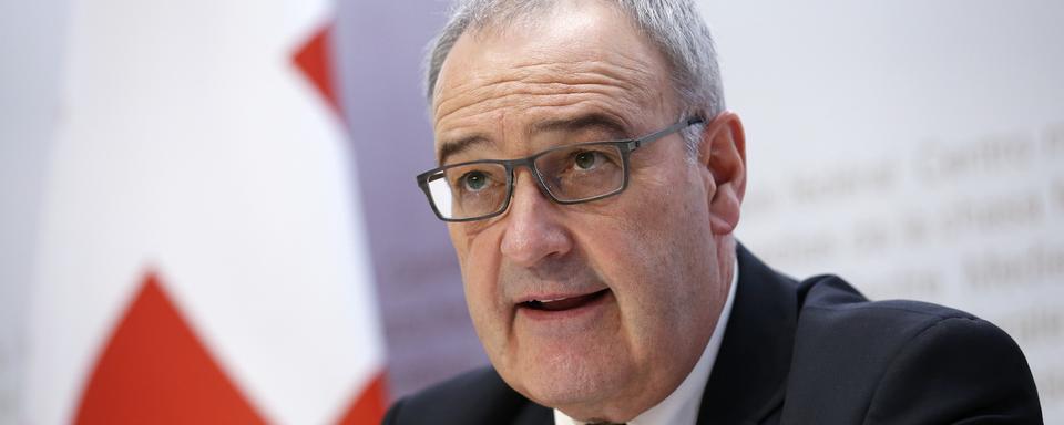 Le conseiller fédéral Guy Parmelin le 7 décembre 2020. [Keystone - Peter Klaunzer]