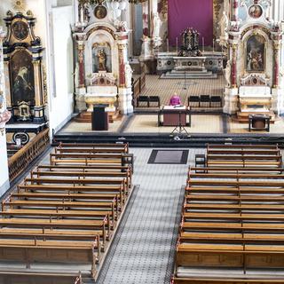 Les messes à l'abbaye d'Engelberg sont diffusées en livestream. [Keystone - Alexandra Wey]
