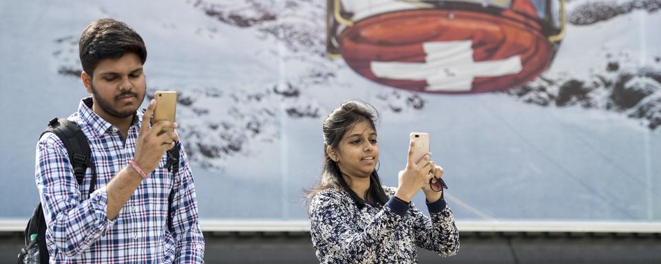 Des touristes indiens au Titlis. [Keystone - Urs Flueeler]