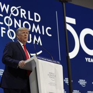 Le président américain Donald Trump s'exprime devant le WEF à Davos. [Keystone/AP Photo - Evan Vucci]