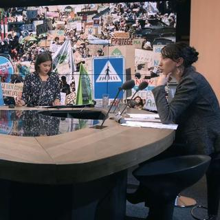 Débat entre Jessica Jaccoud et Kevin Grangier sur le financement de la Grève du Climat par le canton de Vaud. [RTS]