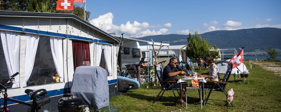 Le camping de Cheseaux-Noreaz, près d'Yvonand (VD) [Keystone - Jean-Christophe Bott]