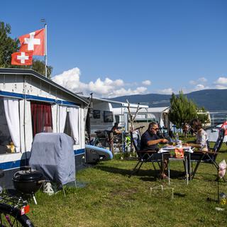 Le camping de Cheseaux-Noreaz, près d'Yvonand (VD) [Keystone - Jean-Christophe Bott]