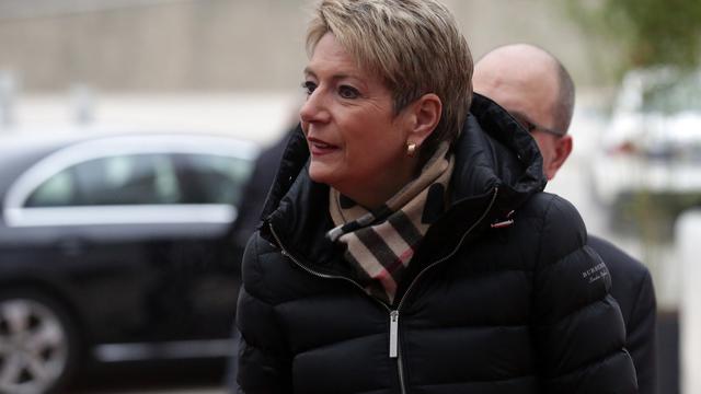 Karin Keller-Sutter durant son déplacement en Croatie. [Keystone - EPA/Daniel Kasap]