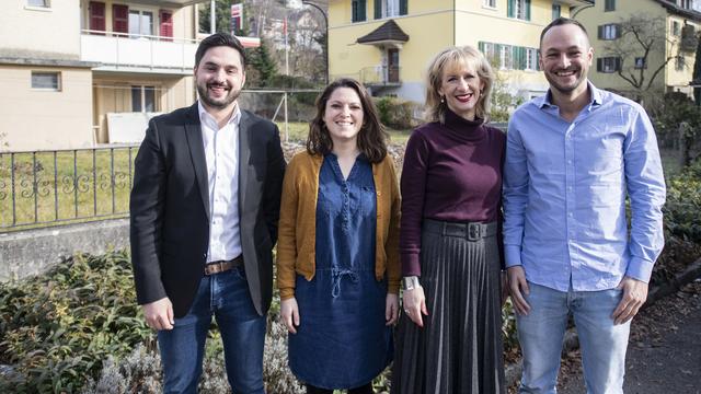 Les deux duos candidats à la présidence du PS, de gauche à droite: Cédric Wermuth et Mattea Meyer, et Priska Seiler Graf et Mathias Reynard. [Keystone - Urs Flueeler]