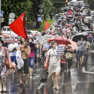 Des milliers de manifestants ont protesté pour la quatrième semaine de suite à Khabarovsk. [Keystone/AP Photo - Igor Volkov]
