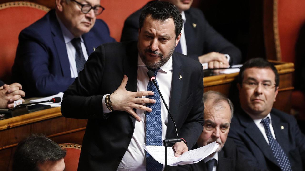 Matteo Salvini au Sénat italien, Rome, le 12 février 2020. [Keystone/epa - Riccardo Antimiani]