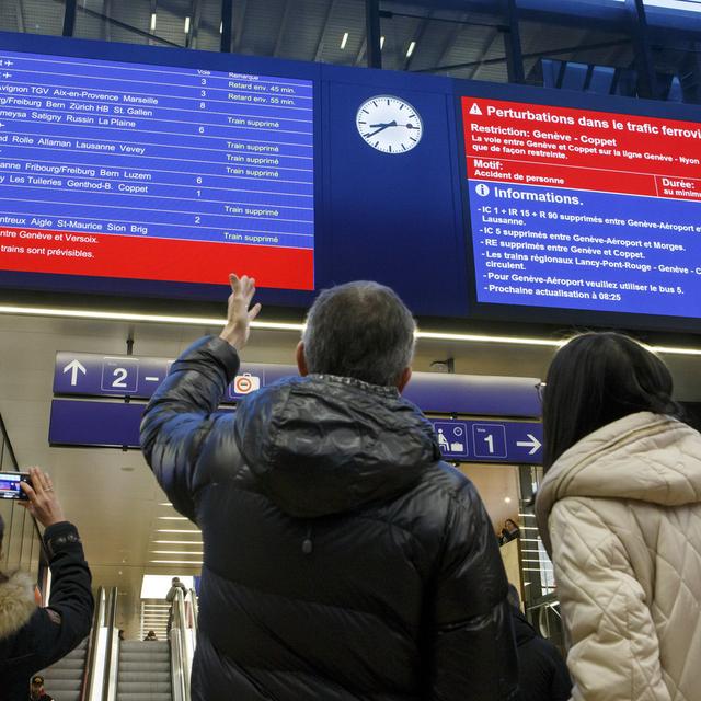 En 2019, moins de 90% des voyageurs sont arrivés à destination avec moins de trois minutes de retard. [Keystone - Salvatore Di Nolfi]