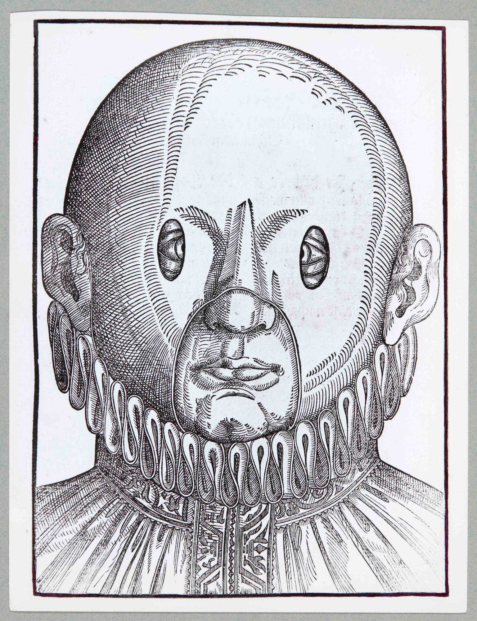 Nicolas Bouvier, reproduction de "Masque pour strabisme convergent chez l'enfant", gravure tirée de l’Ophthalmodouleia, das ist Augendienst de Georg Bartisch (1583), vers 1961-1962. [DR]
