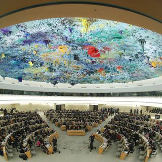 La salle du Conseil des droits de l'homme des Nations unies au Palais des Nations à Genève, en février 2020 [Reuters - Denis Balibouse]