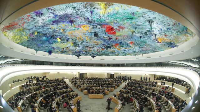 La salle du Conseil des droits de l'homme des Nations unies au Palais des Nations à Genève, en février 2020 [Reuters - Denis Balibouse]