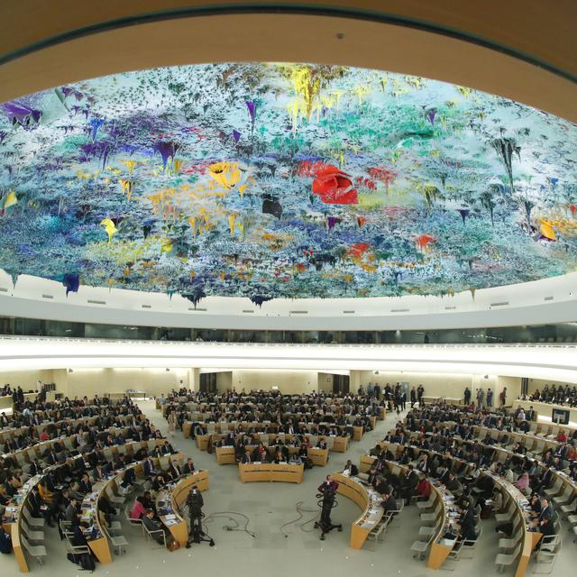 La salle du Conseil des droits de l'homme des Nations unies au Palais des Nations à Genève, en février 2020 [Reuters - Denis Balibouse]