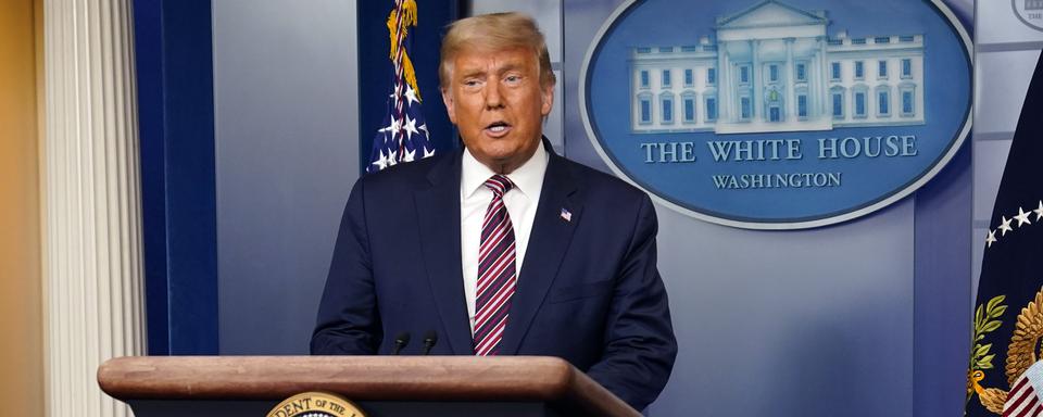 Le président américain Donald Trump lors d'un point presse à la Maison Blanche le 5 novembre 2020. [Keystone - AP Photo/Evan Vucci]