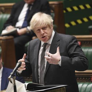 Boris Johnson dans la chambre basse du Parlement britannique le 30 décembre 2020. [UK Parliament via AP/Keystone - Jessica Taylor]
