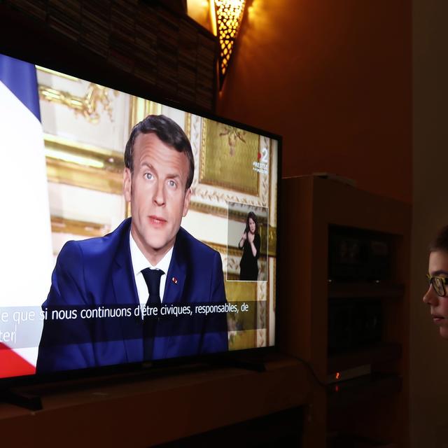 C'était la 4e intervention d'Emmanuel Macron depuis le début de la crise. [EPA/Keystone - Guillaume Horcajuelo]