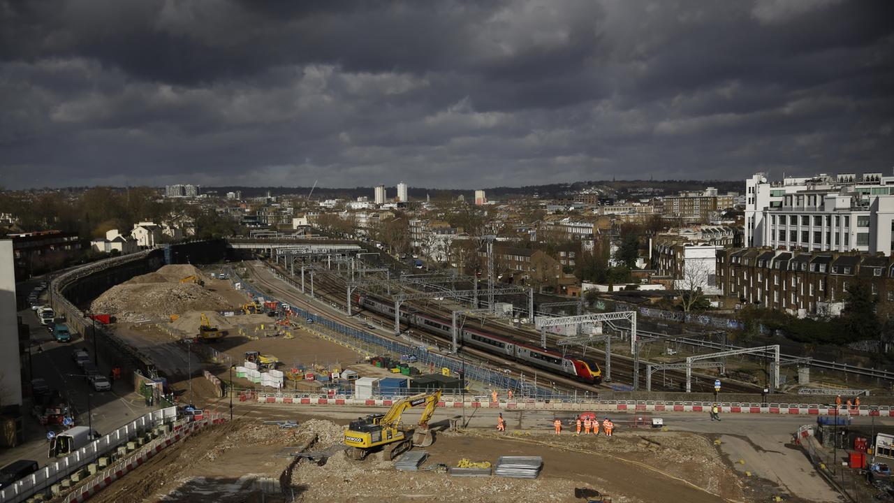 Le chantier de construction de la ligne de train High Speed 2 (HS2) à la station d'Euston, à Londres, le 11 février 2020. [Keystone/ap photo - Matt Dunham]