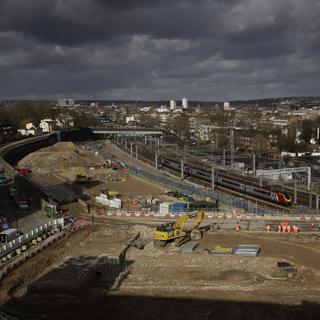 Le chantier de construction de la ligne de train High Speed 2 (HS2) à la station d'Euston, à Londres, le 11 février 2020. [Keystone/ap photo - Matt Dunham]