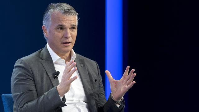 L'ex-CEO d'UBS, Sergio Ermotti, va présider Swiss Re. Image datant de janvier 2019. [Keystone - Laurent Gillieron]