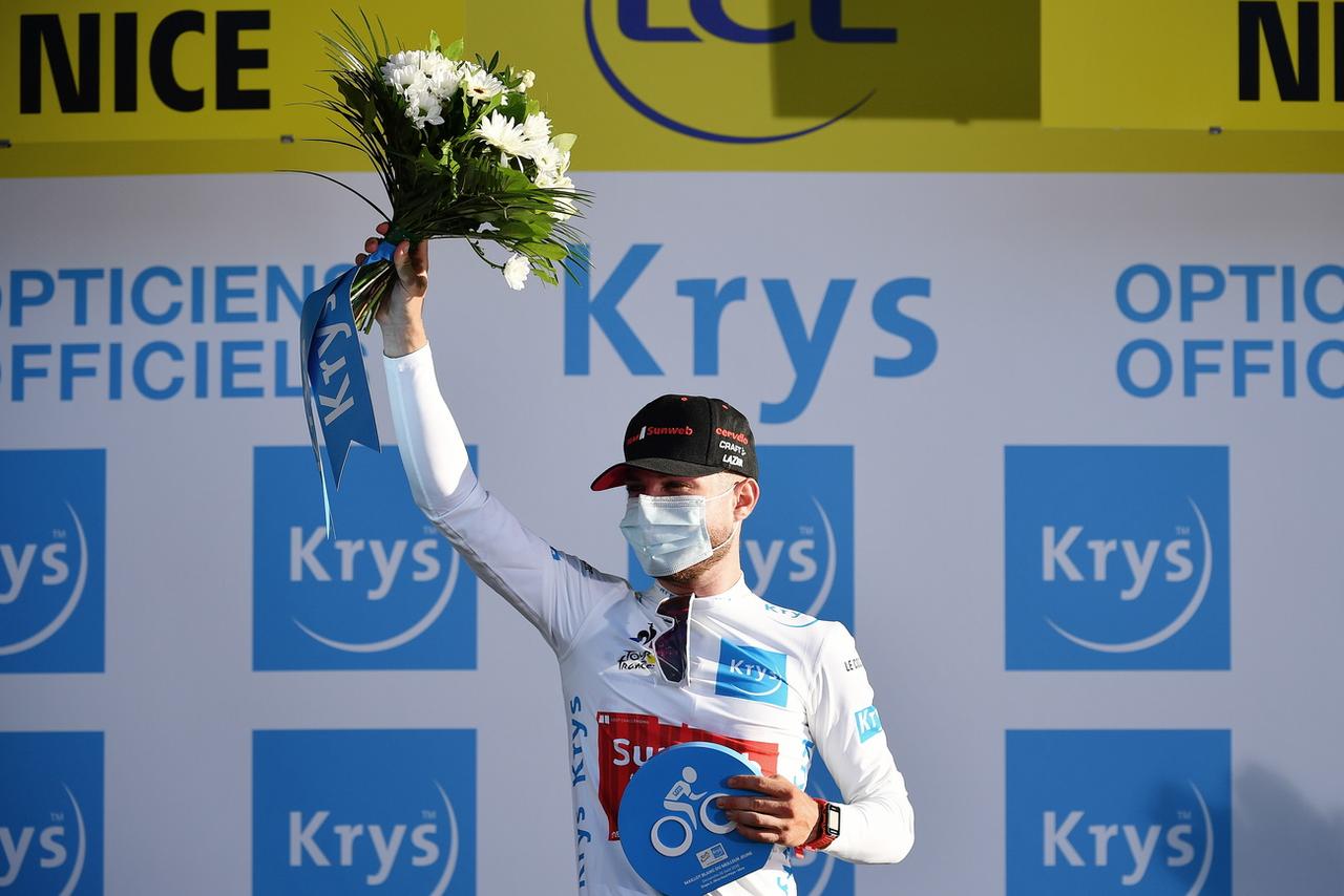 Marc Hirschi a revêtu le maillot du meilleur jeune grâce sa performance du jour. [KEYSTONE - Stuart Frankiln II]