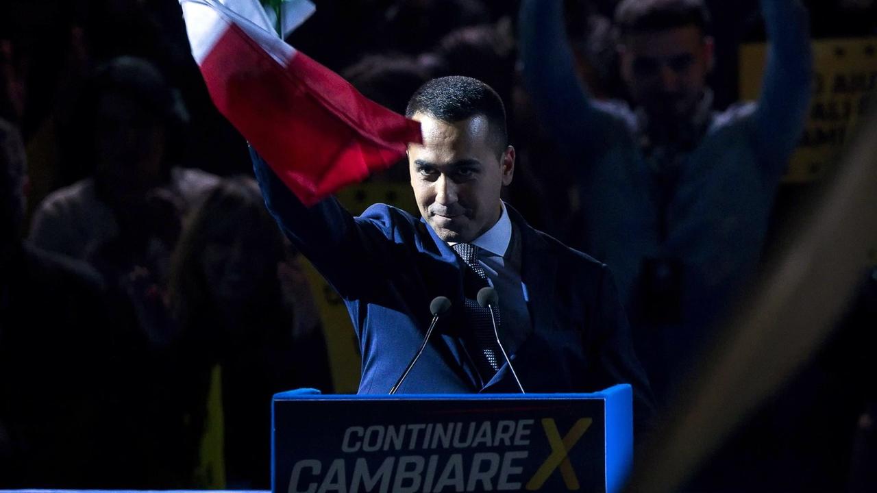 Luigi Di Maio lors d'un rassemblement électoral pour les européennes en mai 2019 à Rome. [Keystone - Angelo Carconi]