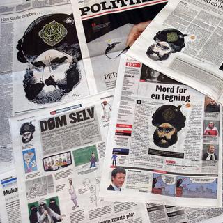 Une photo prise le 13 février 2008 montrant des Unes de journaux danois. [AFP - Scanpix Danemark]