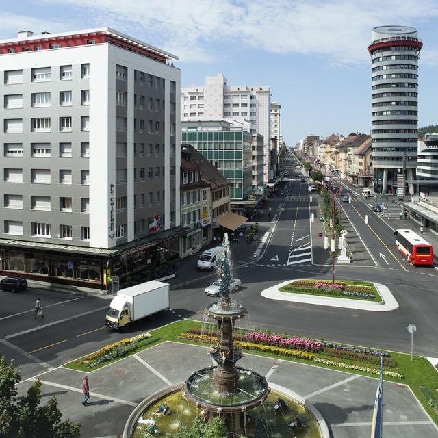 Une vue de l'avenue Léopold-Robert à La Chaux-de-Fonds. [Keystone - Gaetan Bally]