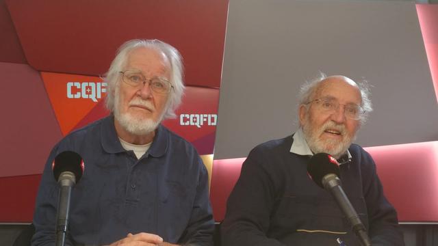 Jacques Dubochet, prix Nobel de chimie 2017, et Michel Mayor, prix Nobel de physique 2019. [RTS - Adrien Zerbini]