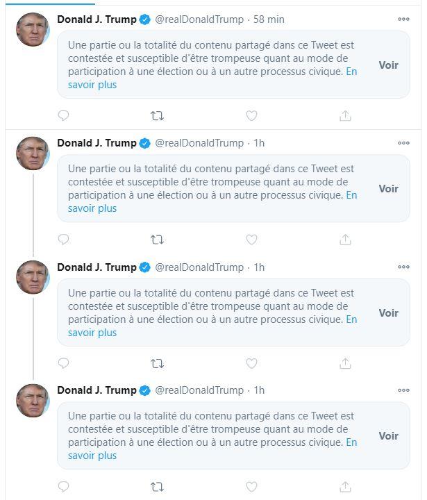 Twitter masque une salve de tweets matinaux de Donald Trump.