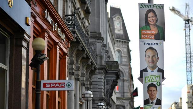 Des affiches électorales pour les élections législatives en Irlande. [AFP - Ben Stansall]